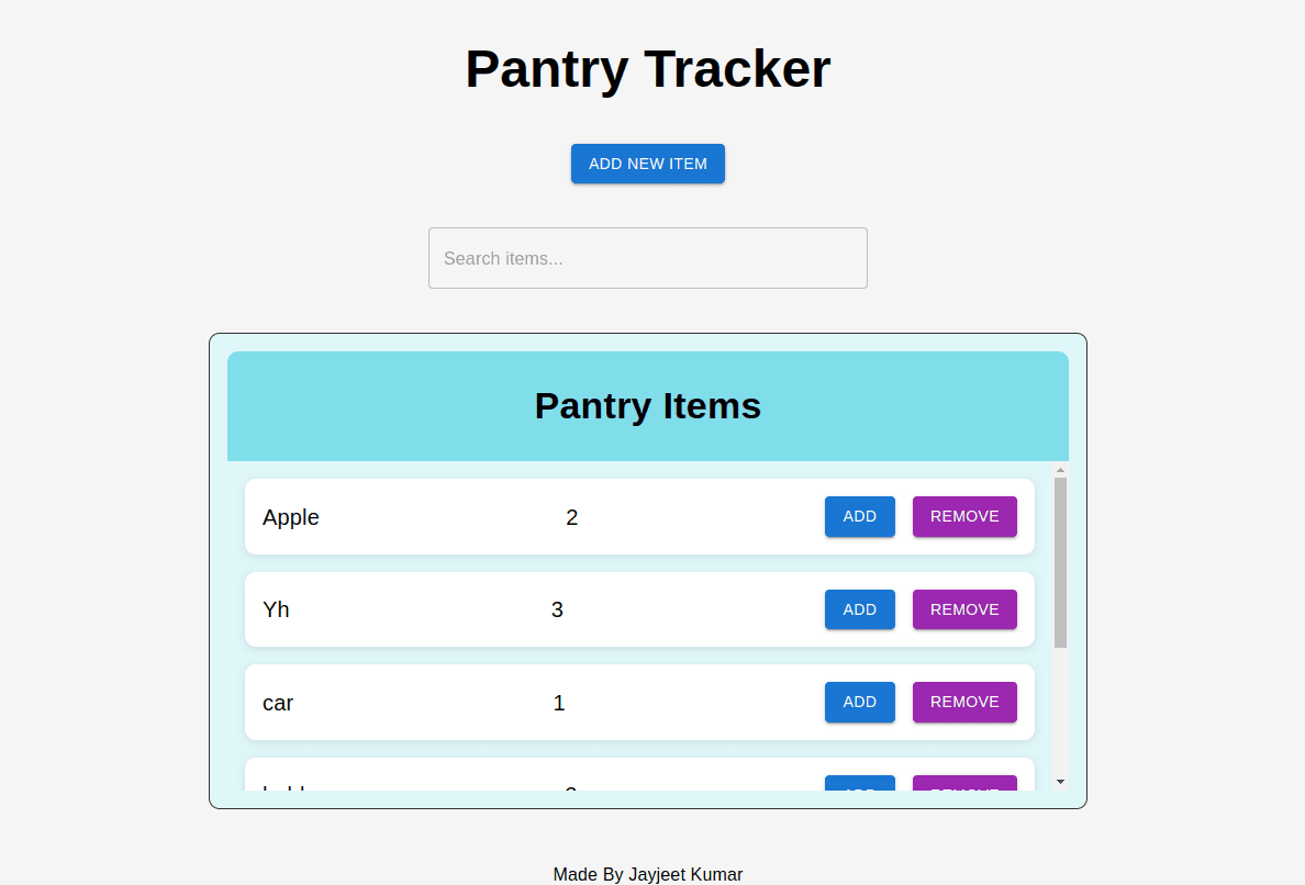 Pantry Tracker